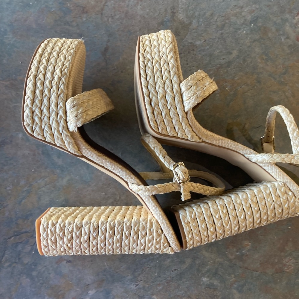 Jeffrey Campbell Raffia Stacked Heel Sandals - 11 - Picture 2 of 11